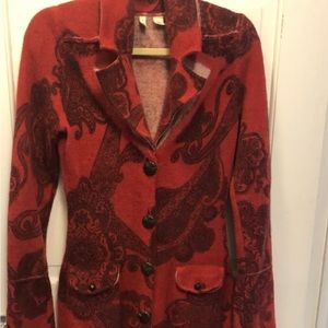 Anthropologie Moth Paisley Sweater Coat